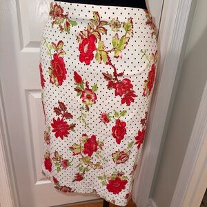 Y2K vintage 90s Floral Polka Dot Women's pencil midi stretchy Skirt large